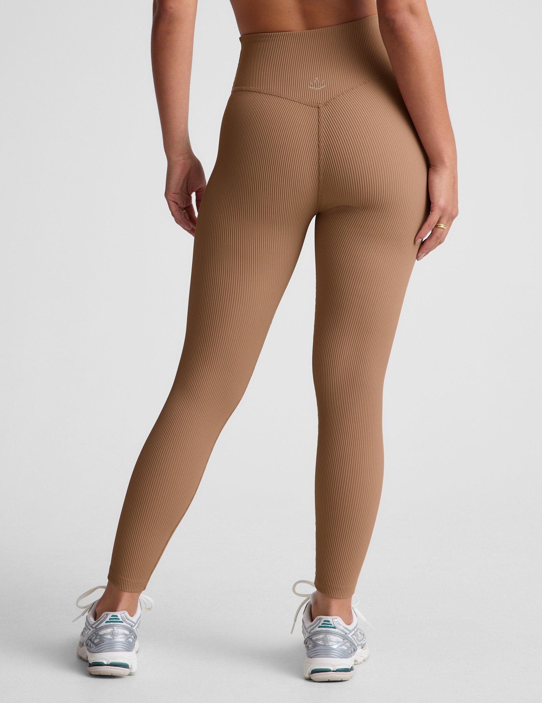 Desert Sand Ribbed Midi Leggings: High-Waist, No Front Seam, Active Comfort Fit