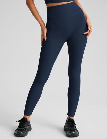 Premium Ribbed Active Leggings: High-Waisted, Seamless Midi Length for Women