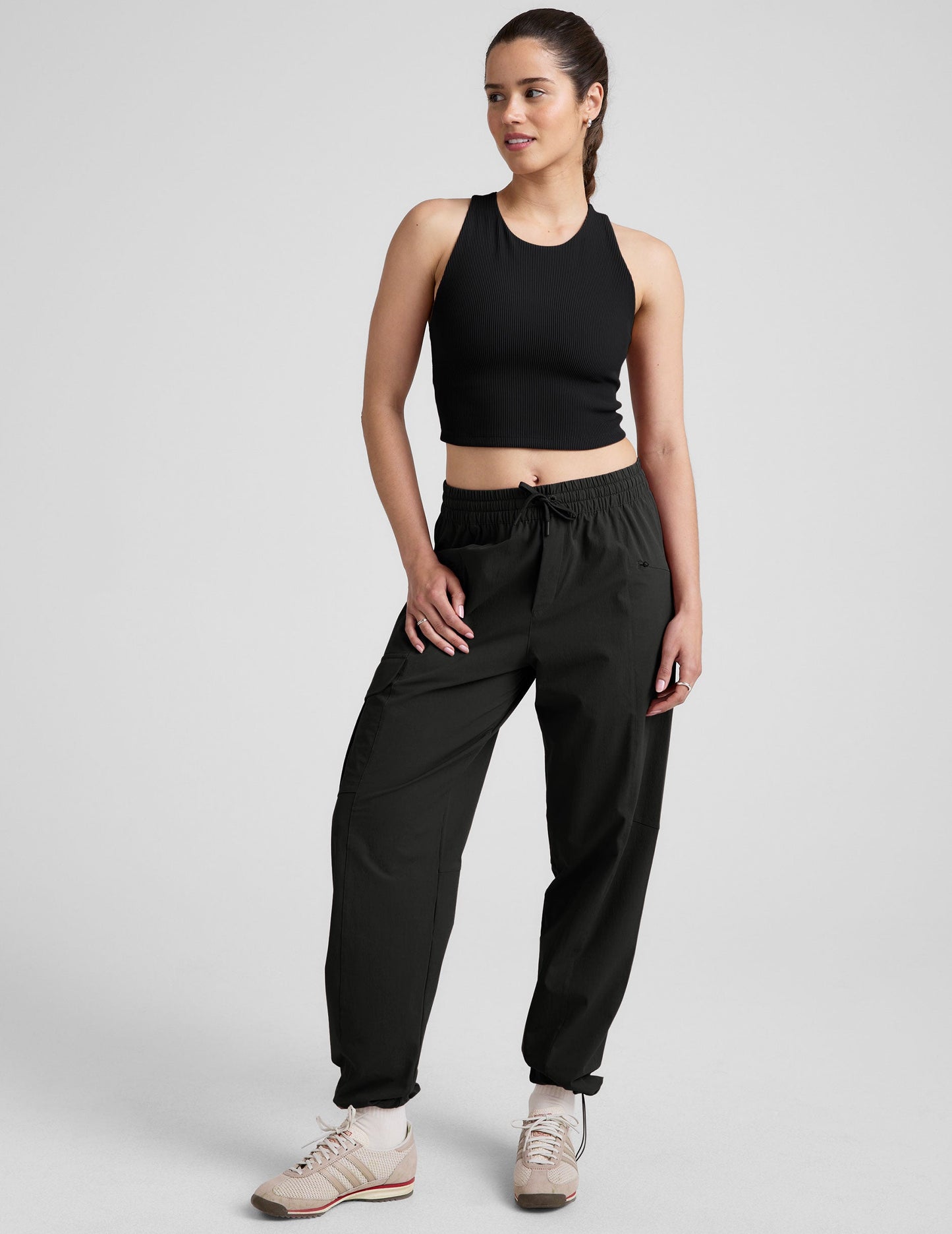 Comfort Ribbed High-Neck Cropped Tank Top with Built-in Bra Support