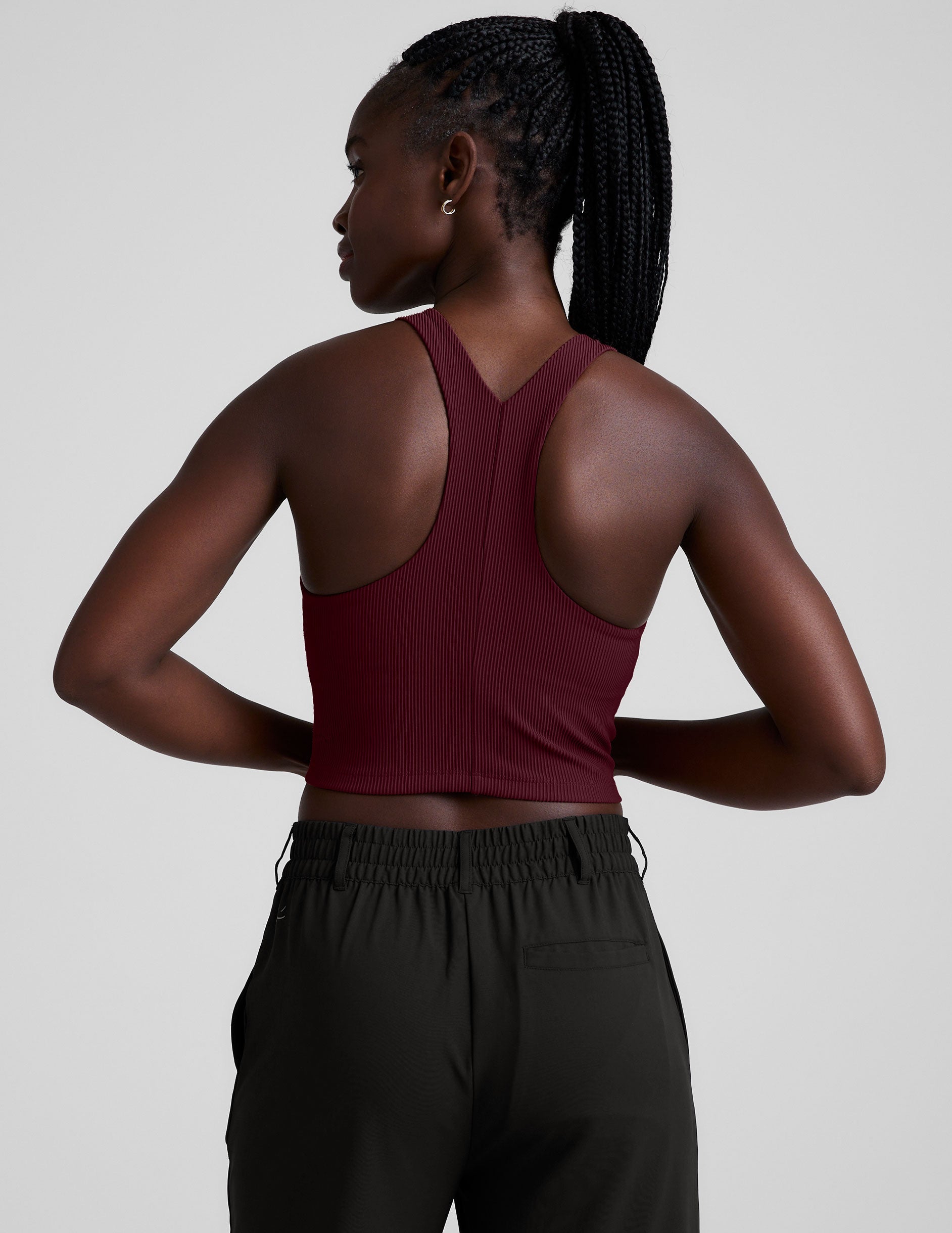 Beyond Yoga Refocus Ribbed Cropped Tank: High-Neck, Built-in Bra, Soft Compression