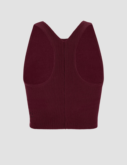 Beyond Yoga Refocus Ribbed Cropped Tank: High-Neck, Built-in Bra, Soft Compression