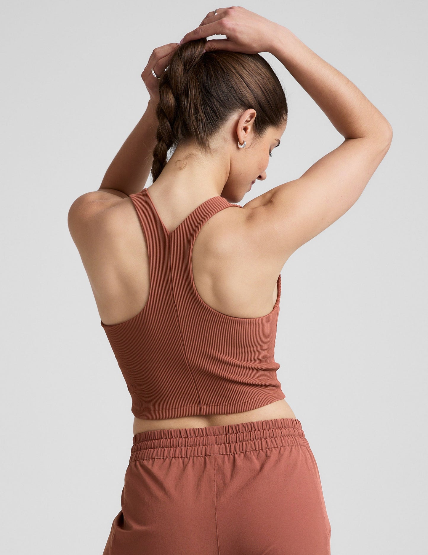 Ultra-Soft Ribbed Cropped Tank Top with Built-In Bra for Active Wear