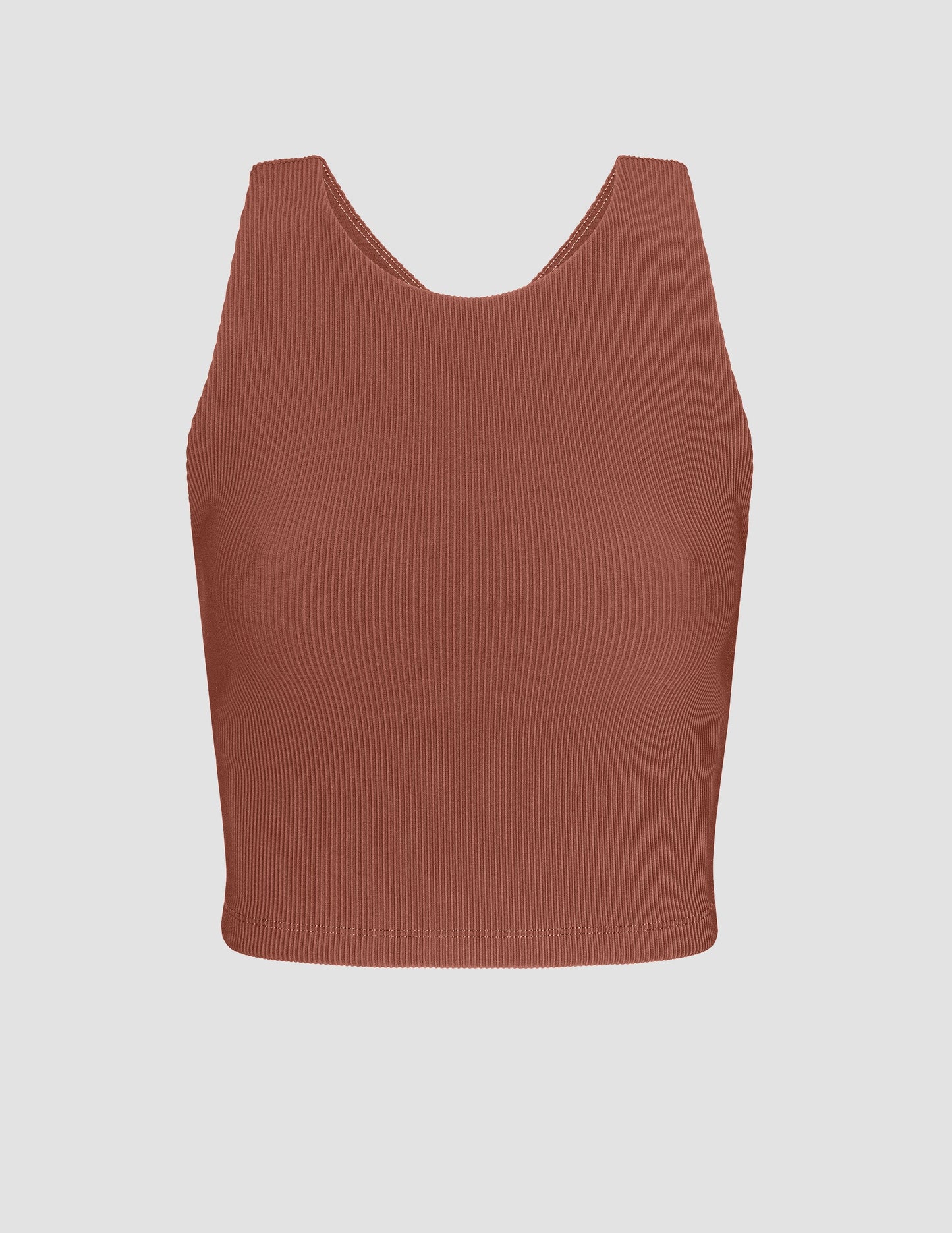 Ultra-Soft Ribbed Cropped Tank Top with Built-In Bra for Active Wear