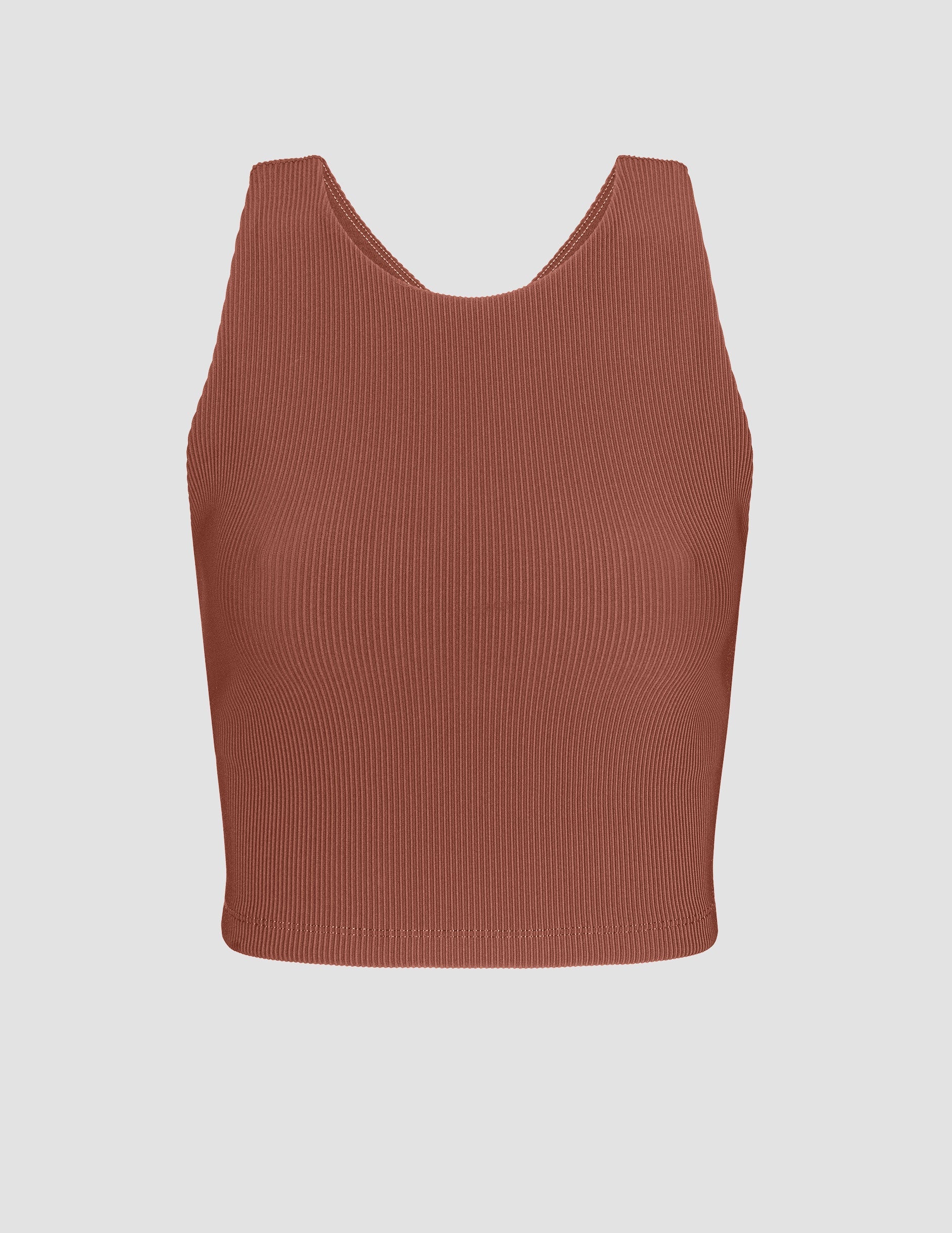Ultra-Soft Ribbed Cropped Tank Top with Built-In Bra for Active Wear