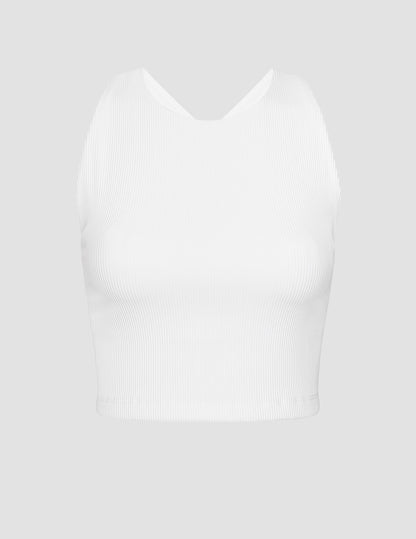 Beyond Yoga Refocus Ribbed Cropped Tank Top: High-Neck, Built-in Bra, Soft Compression