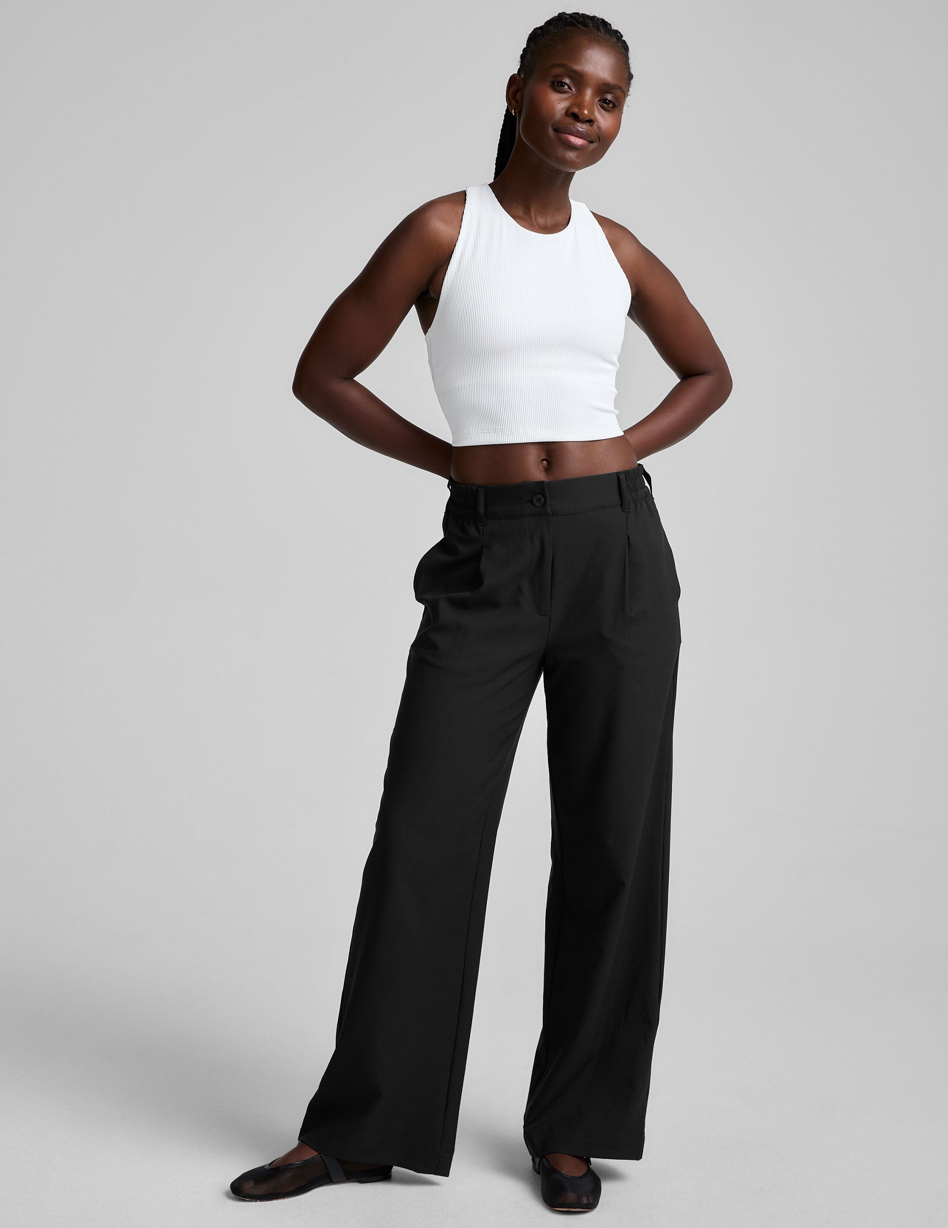 Beyond Yoga Refocus Ribbed Cropped Tank Top: High-Neck, Built-in Bra, Soft Compression