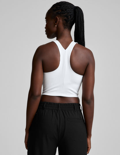 Beyond Yoga Refocus Ribbed Cropped Tank Top: High-Neck, Built-in Bra, Soft Compression