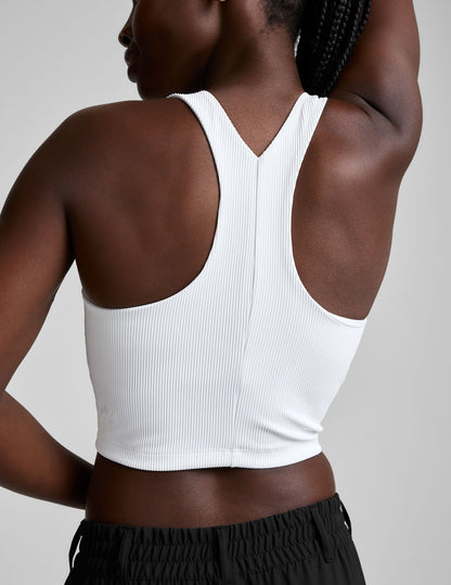 Beyond Yoga Refocus Ribbed Cropped Tank Top: High-Neck, Built-in Bra, Soft Compression