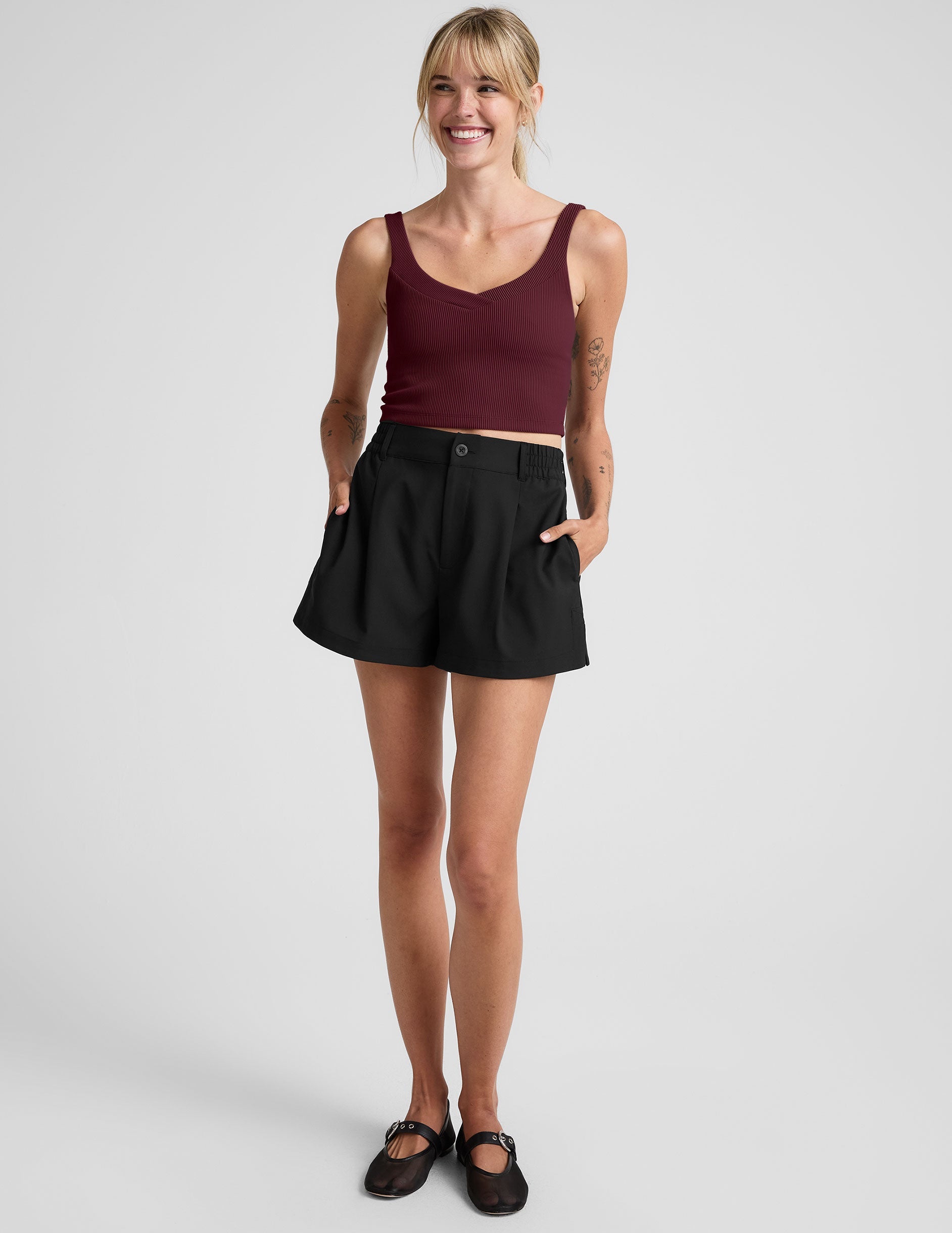 Impulse Ribbed Cropped Tank: V-Neck, Comfort Support, Active Workout Top