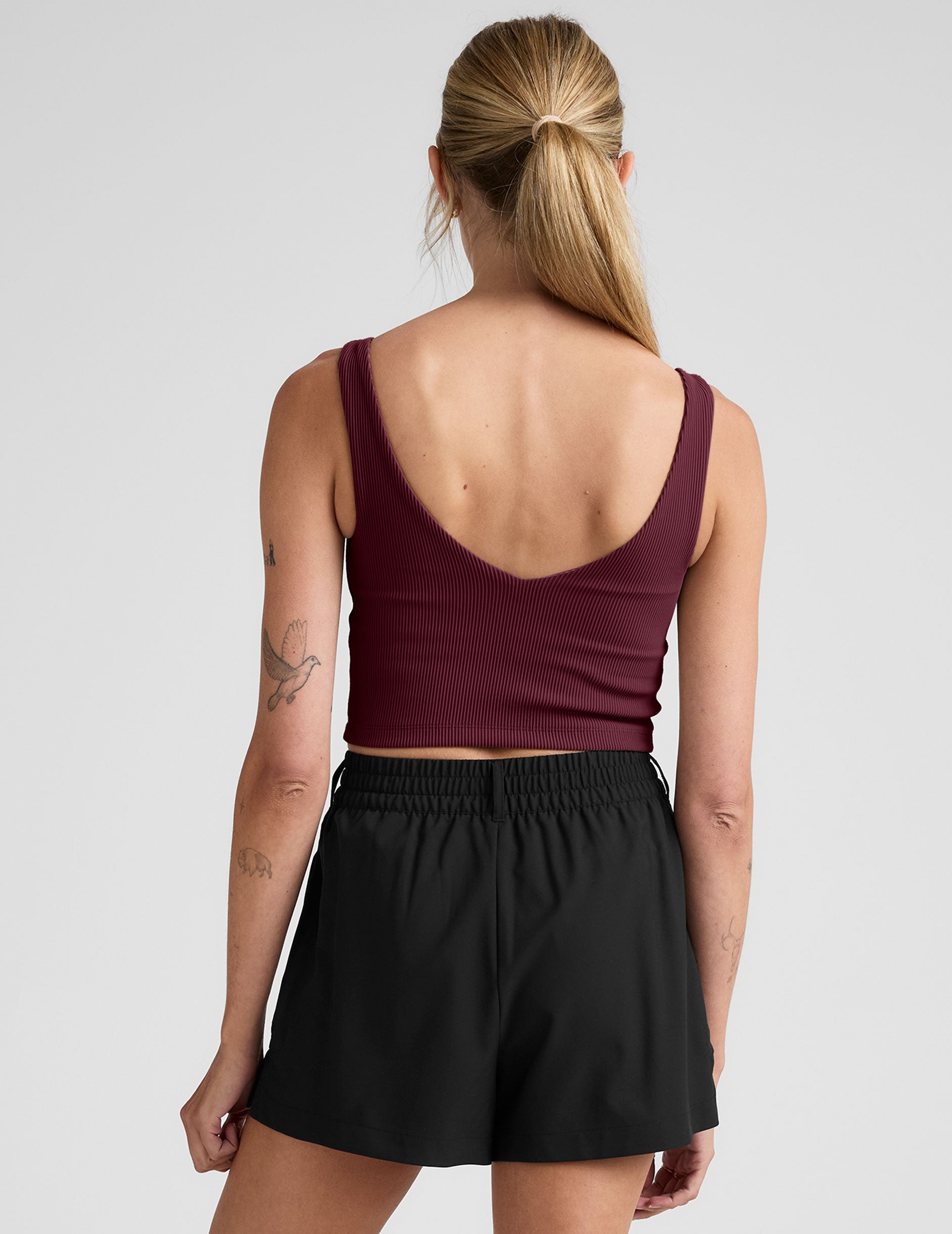 Impulse Ribbed Cropped Tank: V-Neck, Comfort Support, Active Workout Top