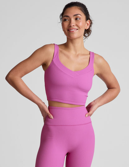Beyond Yoga Impulse Ribbed Cropped Tank: V-Neck, Shelf Bra, Ultimate Comfort