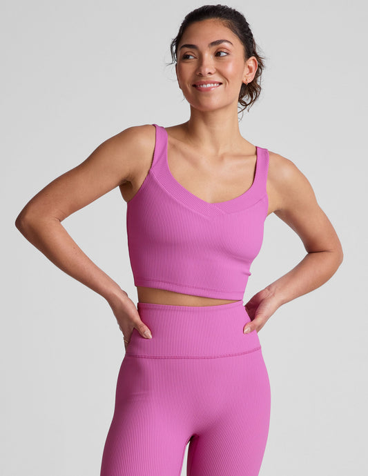 Beyond Yoga Impulse Ribbed Cropped Tank: V-Neck, Shelf Bra, Ultimate Comfort