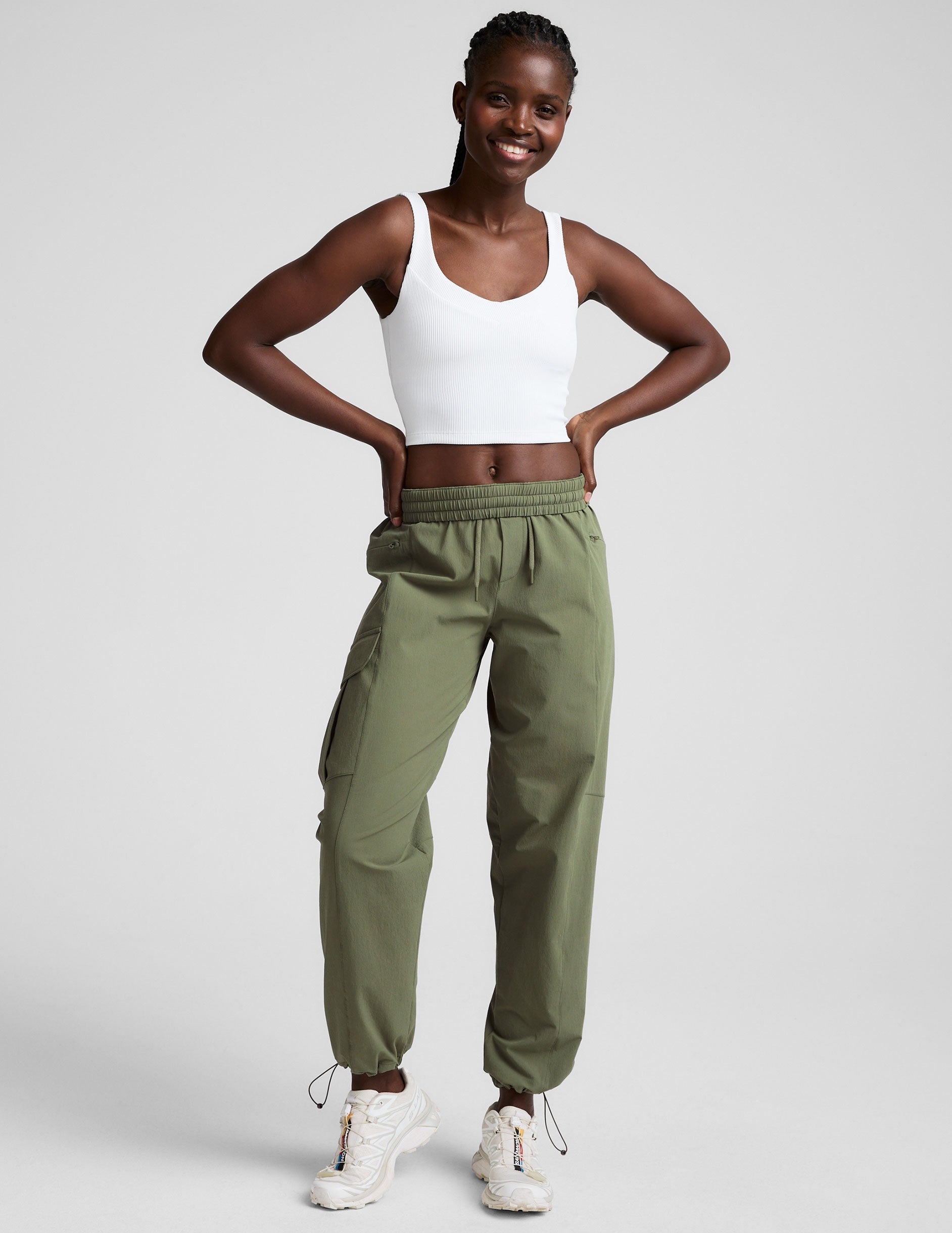 Impulse Ribbed Cropped Tank: Soft V-Neck, Performance Support, Stylish Activewear Top