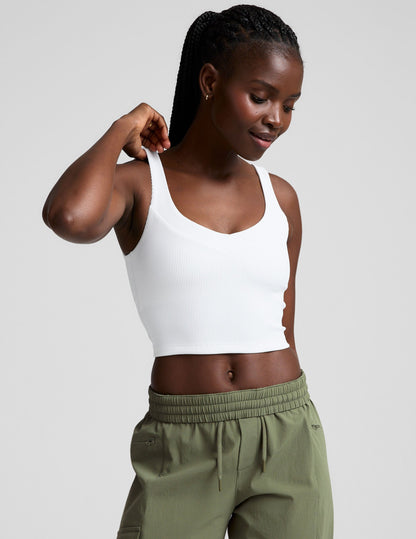 Impulse Ribbed Cropped Tank: Soft V-Neck, Performance Support, Stylish Activewear Top