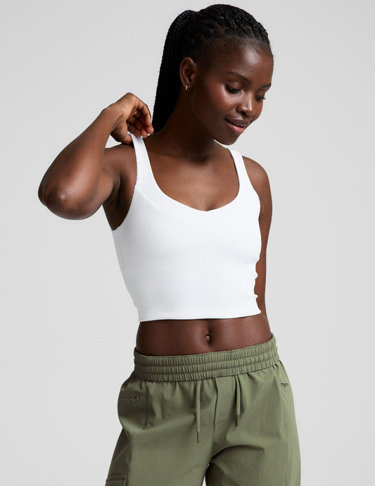 Impulse Ribbed Cropped Tank: Soft V-Neck, Performance Support, Stylish Activewear Top