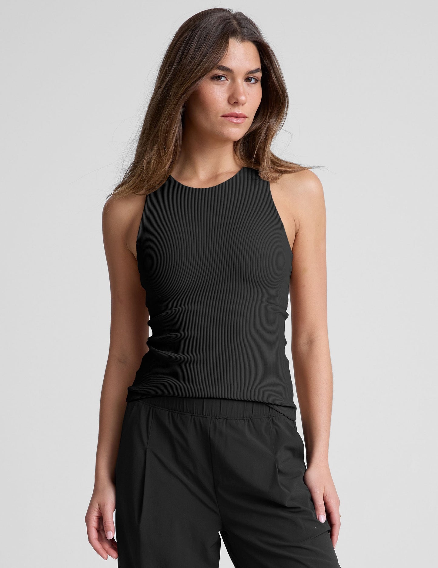 Beyond Yoga Refocus Ribbed High-Neck Racerback Tank Top: Ultimate Comfort Activewear