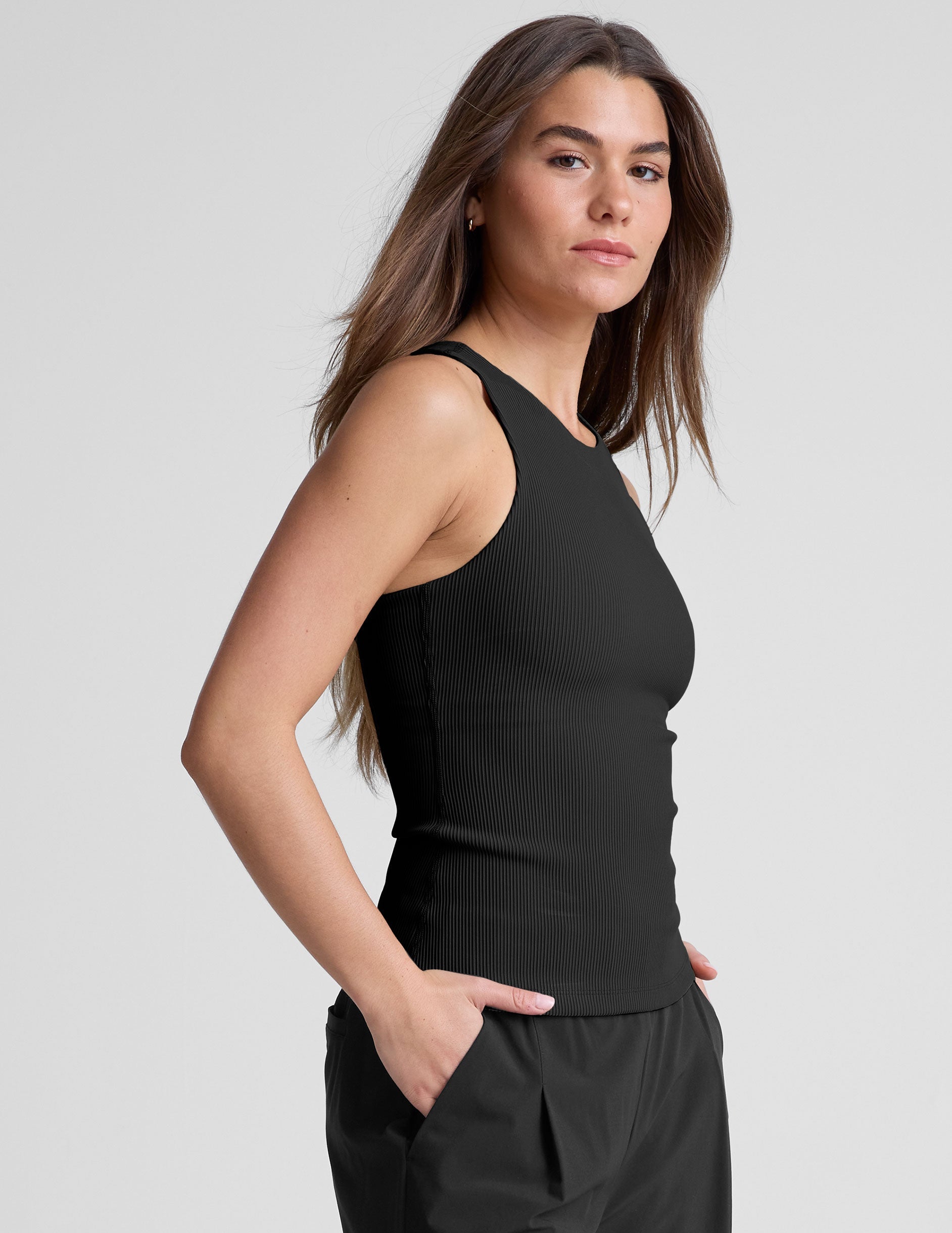 Beyond Yoga Refocus Ribbed High-Neck Racerback Tank Top: Ultimate Comfort Activewear