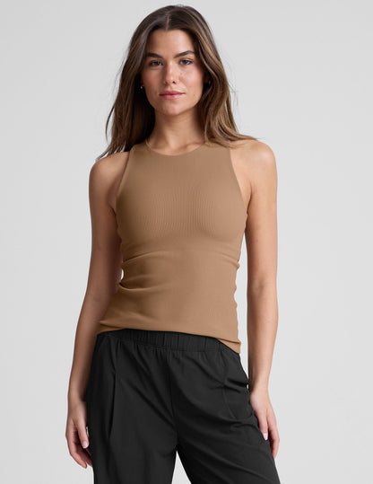Women's Refocus Ribbed Classic High-Neck Tank Top - Soft, Smoothing, Activewear
