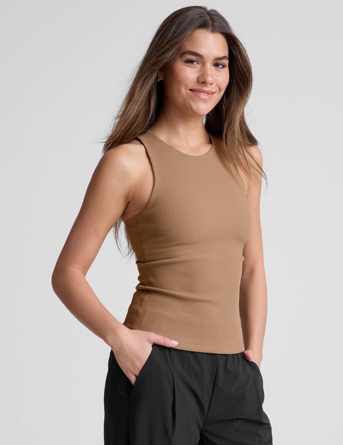 Women's Refocus Ribbed Classic High-Neck Tank Top - Soft, Smoothing, Activewear