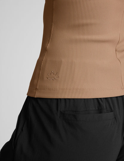 Women's Refocus Ribbed Classic High-Neck Tank Top - Soft, Smoothing, Activewear
