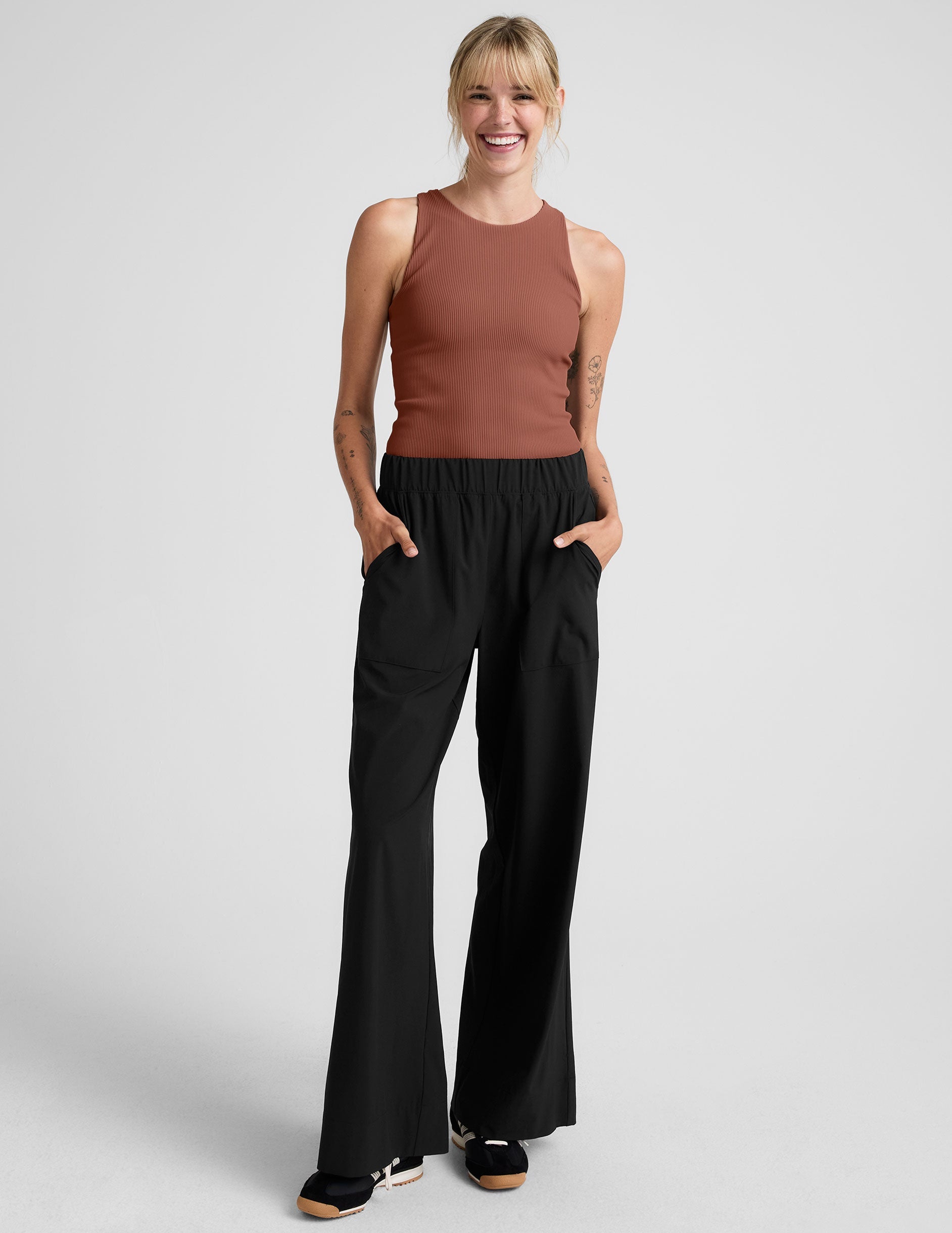 Beyond Yoga Refocus Ribbed High-Neck Racerback Tank Top, Comfortable Activewear