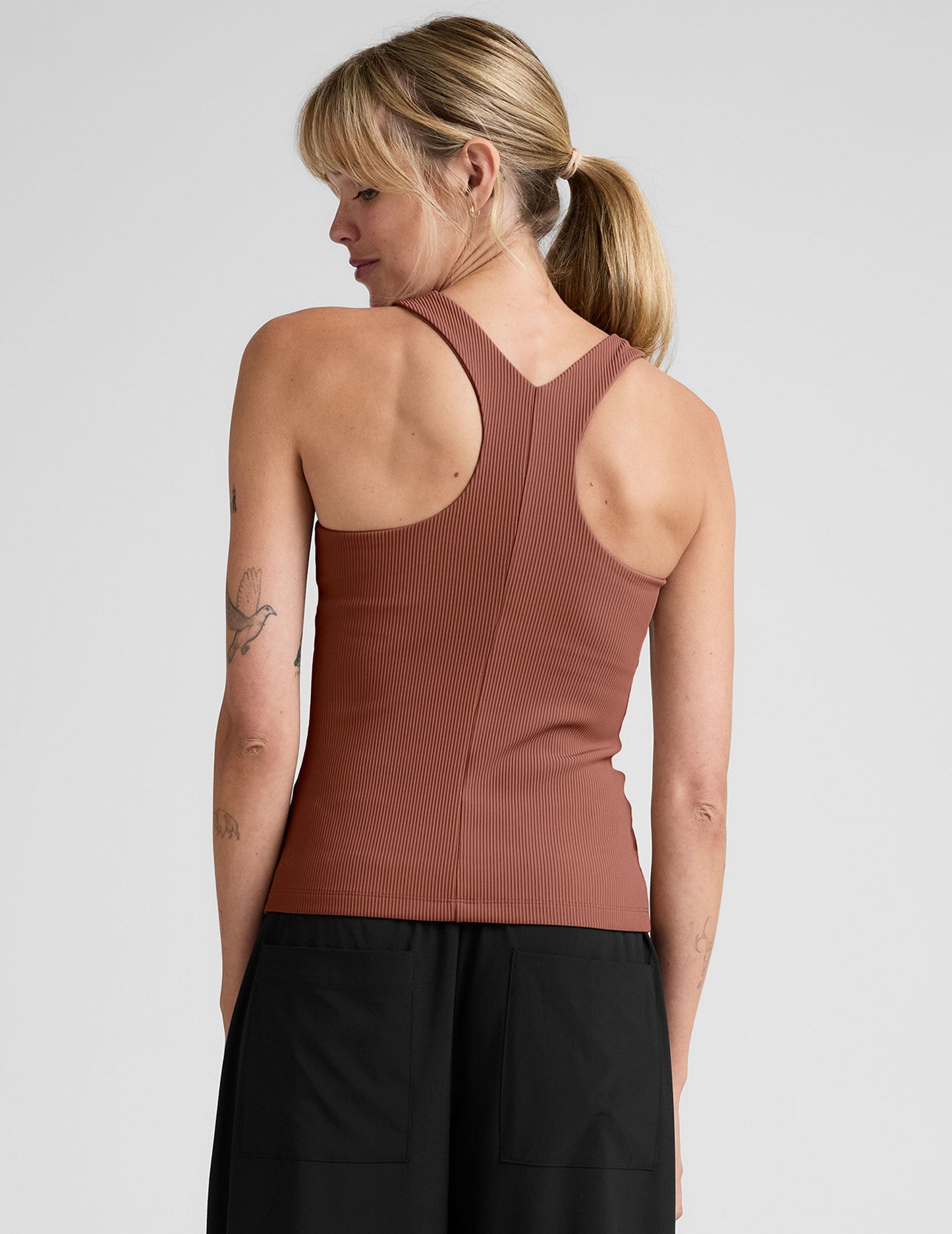 Beyond Yoga Refocus Ribbed High-Neck Racerback Tank Top, Comfortable Activewear
