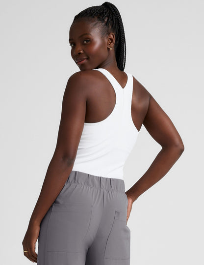 Women's High Neck Ribbed Racerback Tank - Moisture-Wicking Compression Activewear
