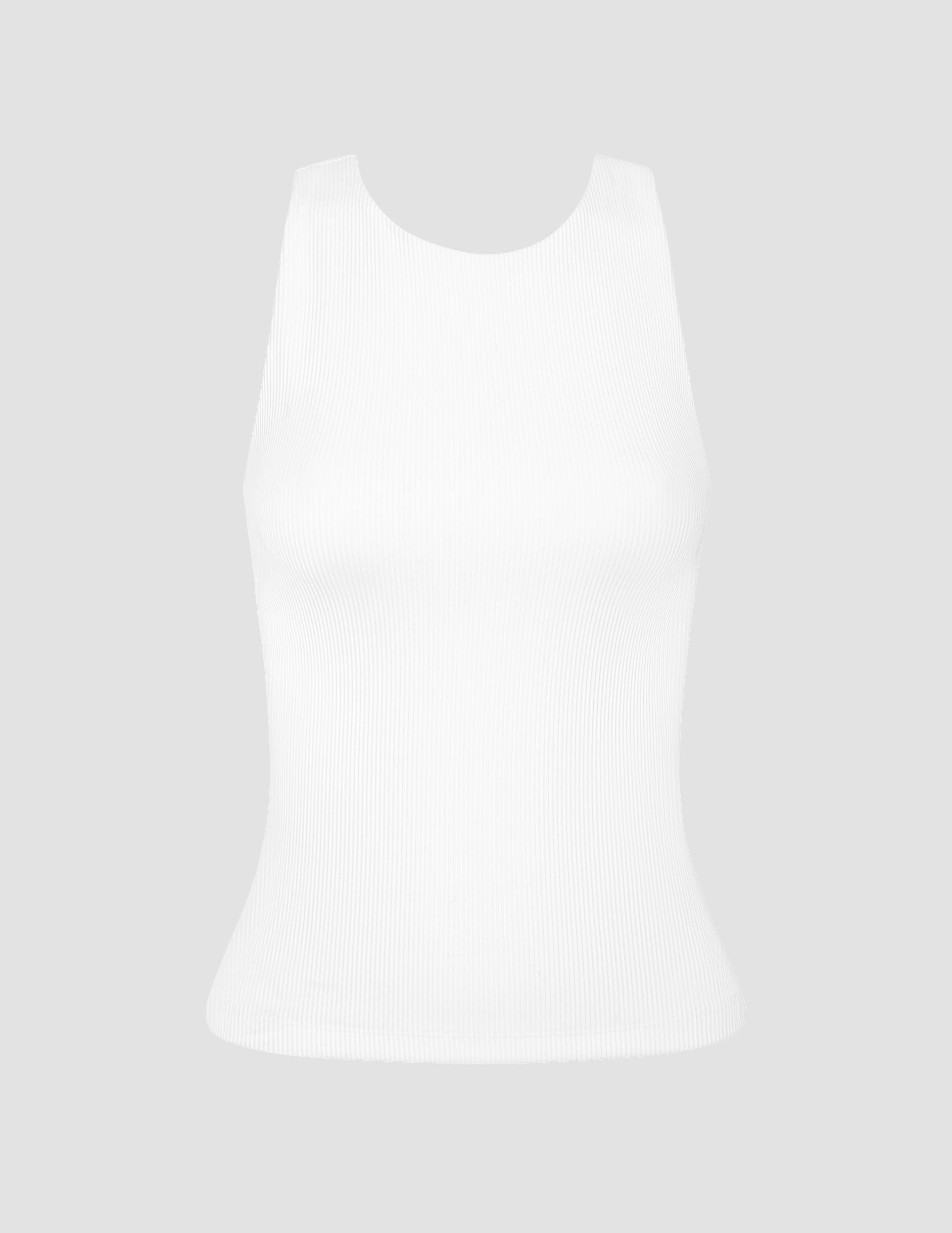 Women's High Neck Ribbed Racerback Tank - Moisture-Wicking Compression Activewear