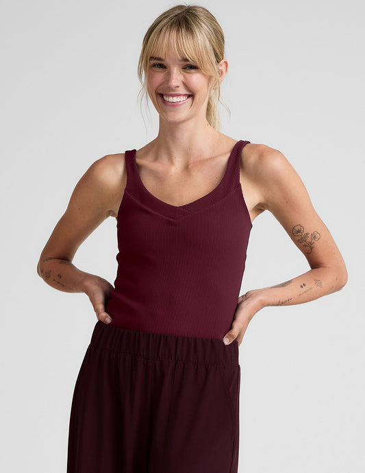 Impulse Ribbed V-Neck Tank Top: Supportive Activewear for Workouts & Daily Wear
