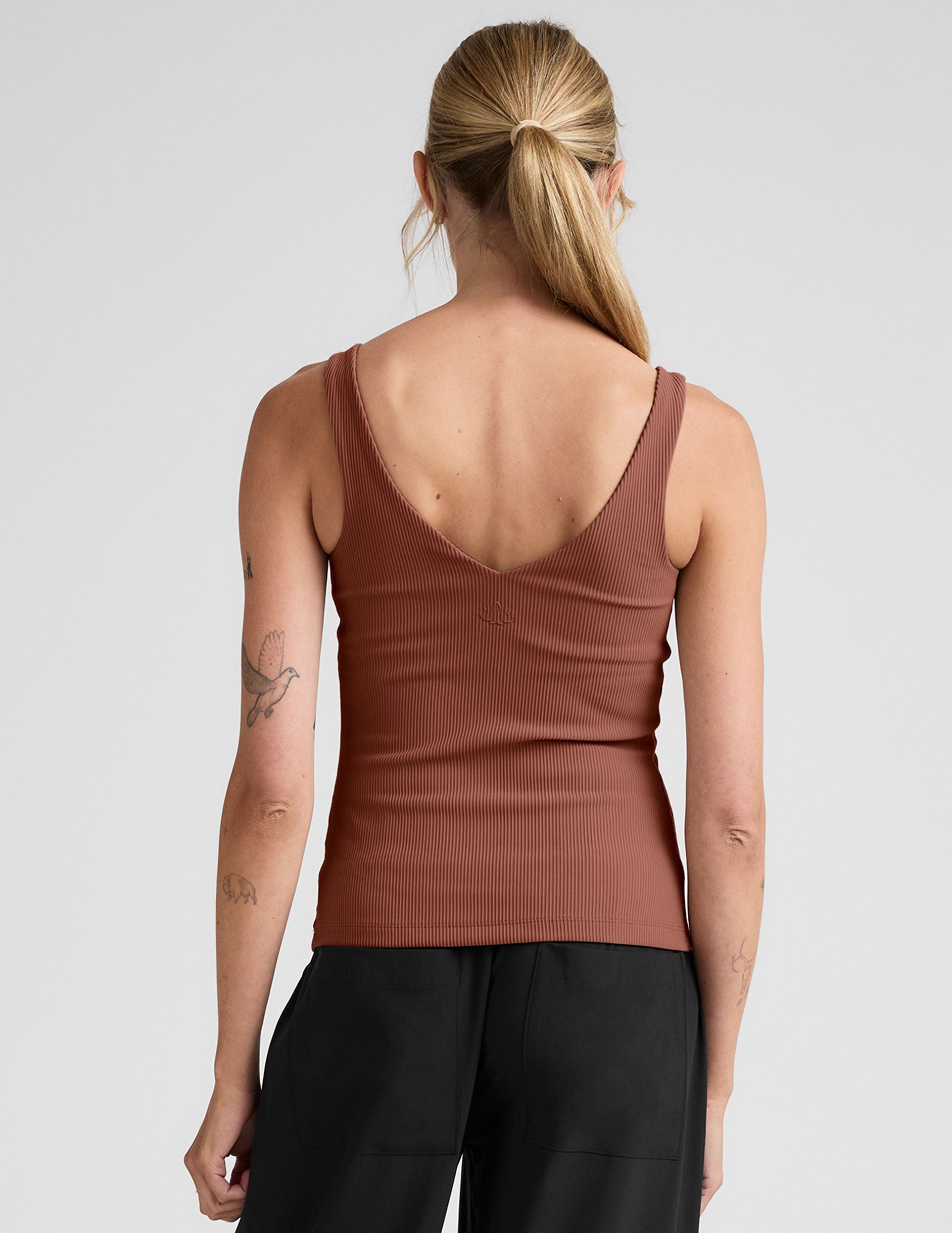 Impulse Ribbed Tank Top: Built-in Bra, Soft V-Neck, Moisture-Wicking Performance