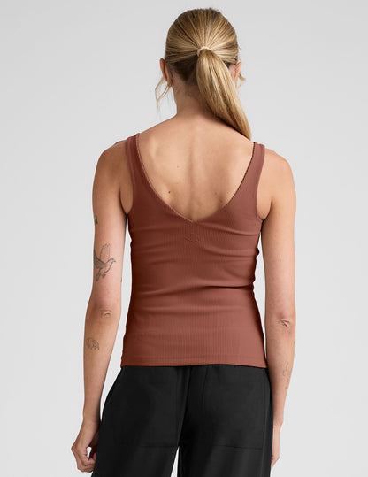 Impulse Ribbed Tank Top: Built-in Bra, Soft V-Neck, Moisture-Wicking Performance