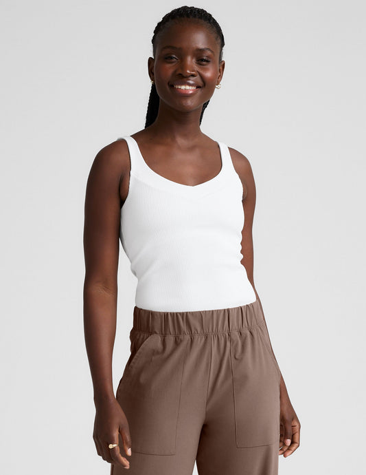 Beyond Yoga Impulse Ribbed V-Neck Tank Top: Supportive Built-In Bra, Moisture-Wicking Comfort