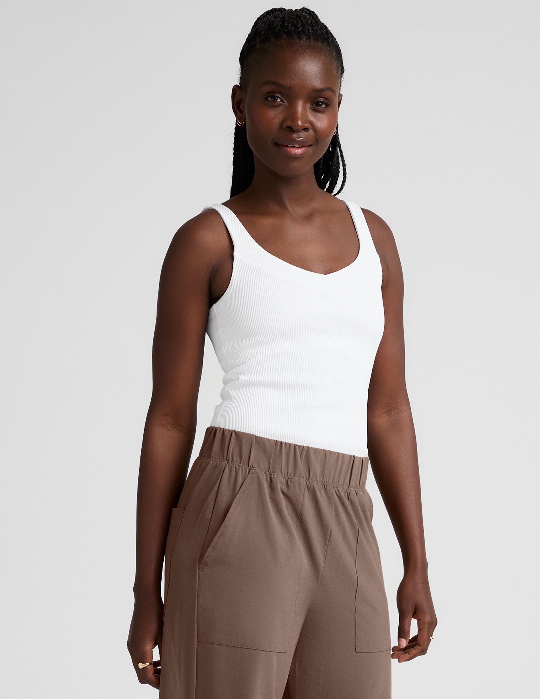 Beyond Yoga Impulse Ribbed V-Neck Tank Top: Supportive Built-In Bra, Moisture-Wicking Comfort
