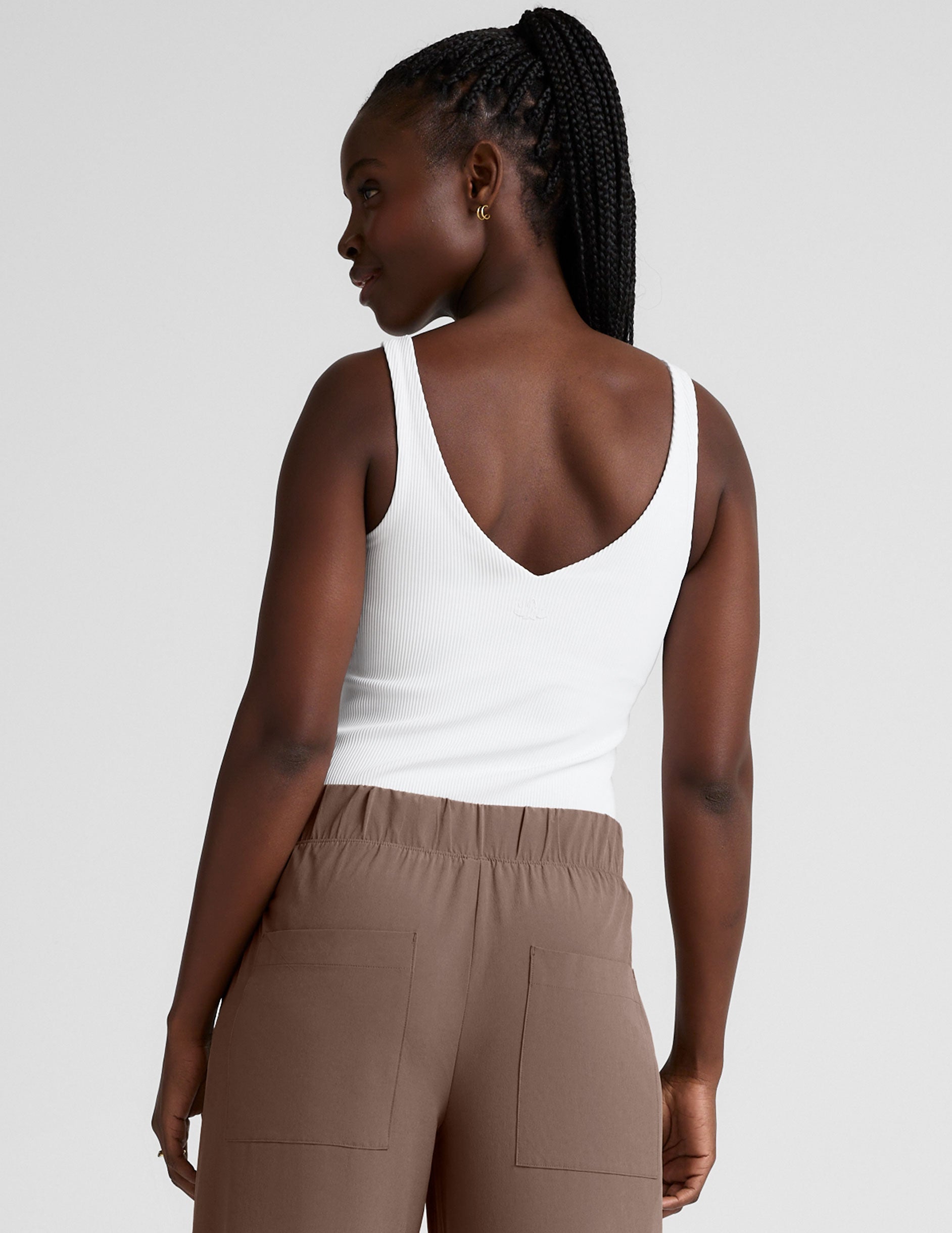 Beyond Yoga Impulse Ribbed V-Neck Tank Top: Supportive Built-In Bra, Moisture-Wicking Comfort