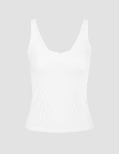Beyond Yoga Impulse Ribbed V-Neck Tank Top: Supportive Built-In Bra, Moisture-Wicking Comfort