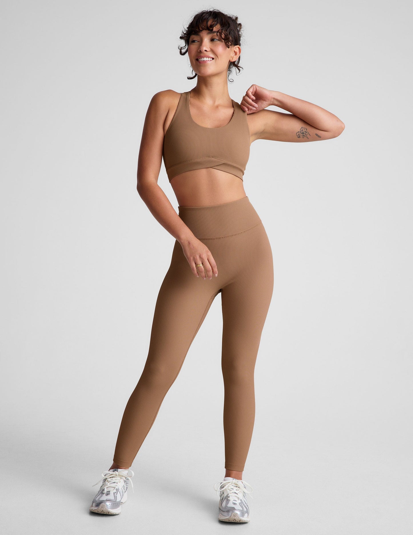 Supportive Ribbed Racerback Bra with Removable Pads for Active Comfort