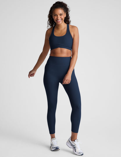 Comfortable Ribbed Active Racerback Sports Bra with Removable Pads, Medium Support