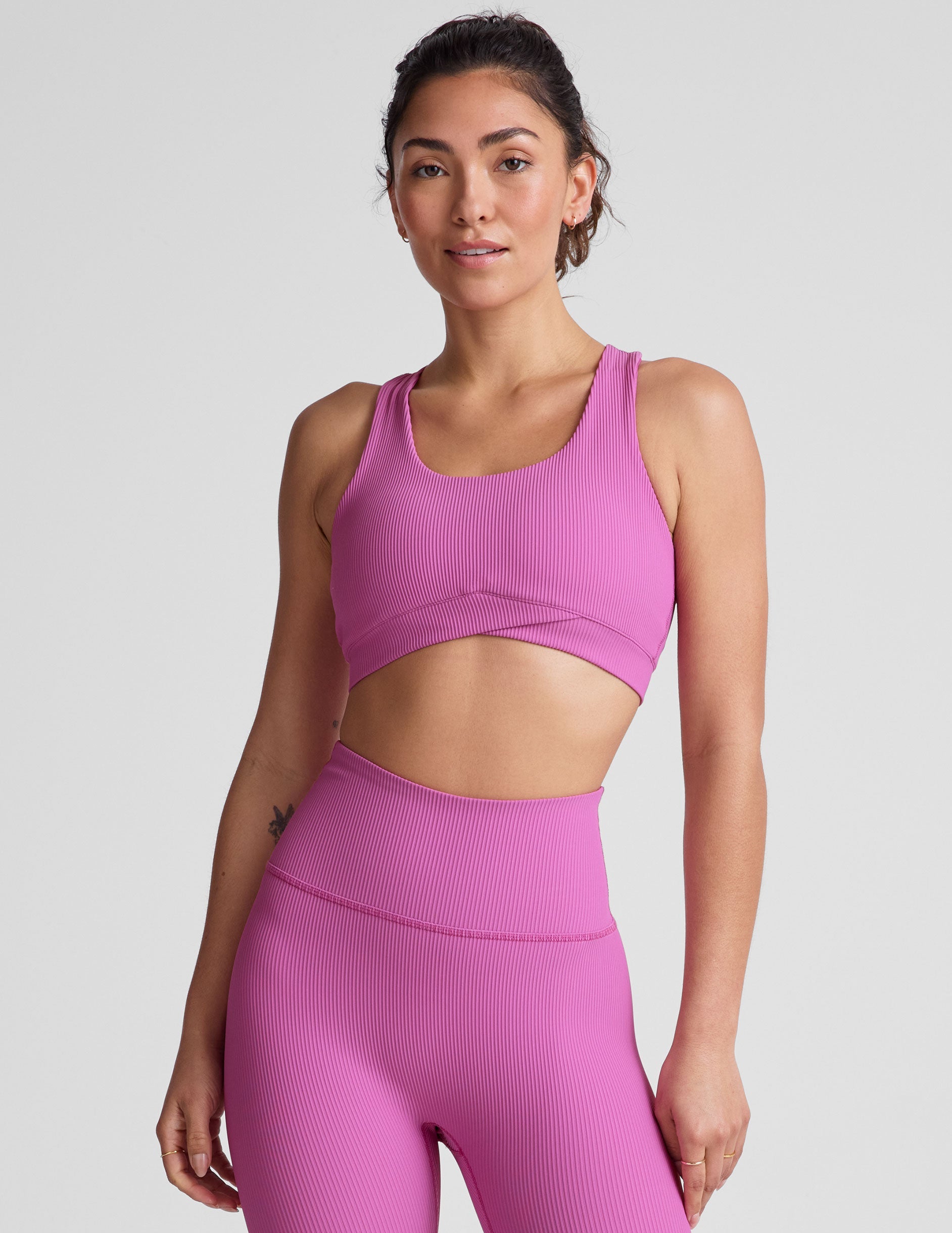 Beyond Yoga Impulse Ribbed Medium Support Racerback Bra with Removable Pads