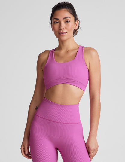 Beyond Yoga Impulse Ribbed Medium Support Racerback Bra with Removable Pads