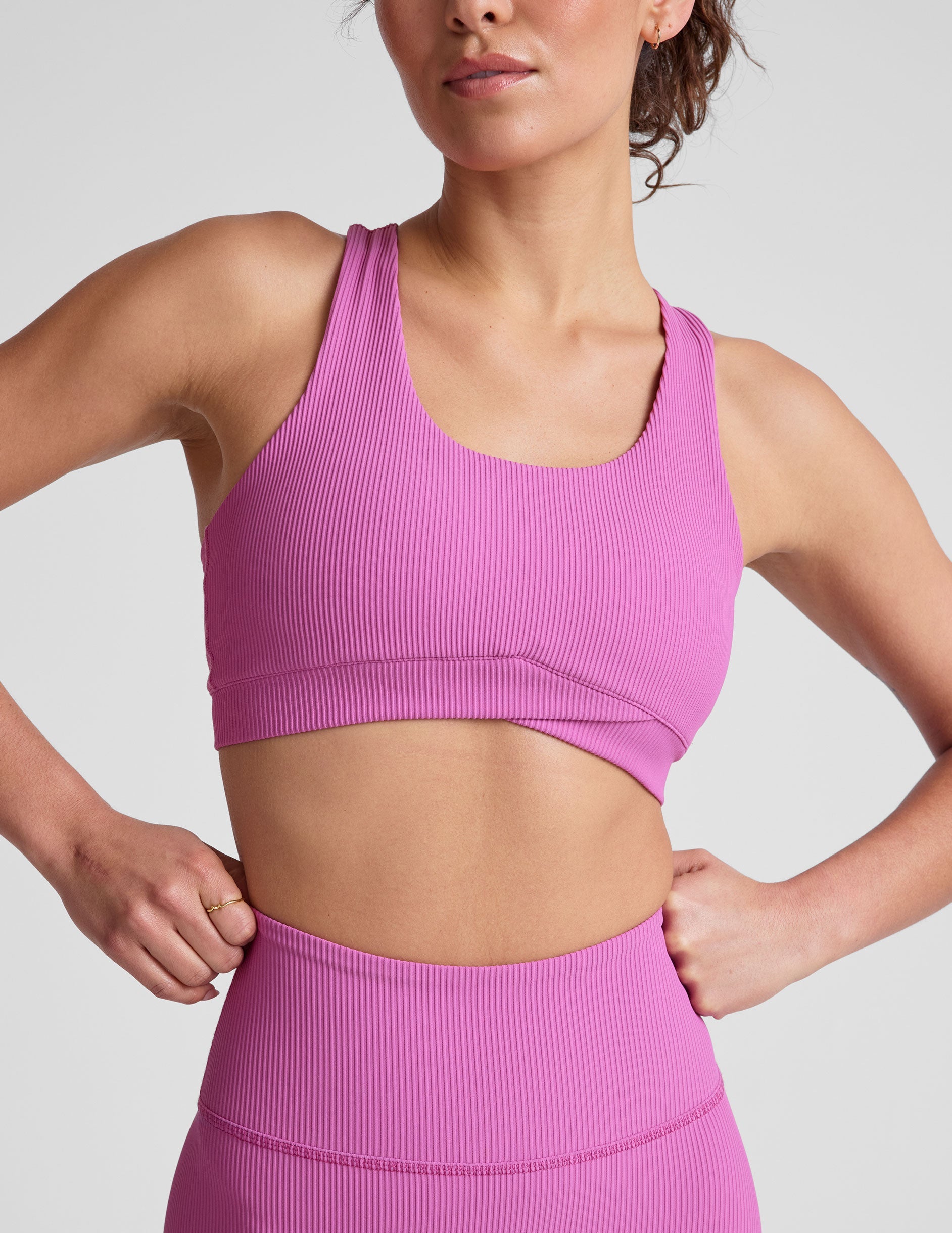 Beyond Yoga Impulse Ribbed Medium Support Racerback Bra with Removable Pads