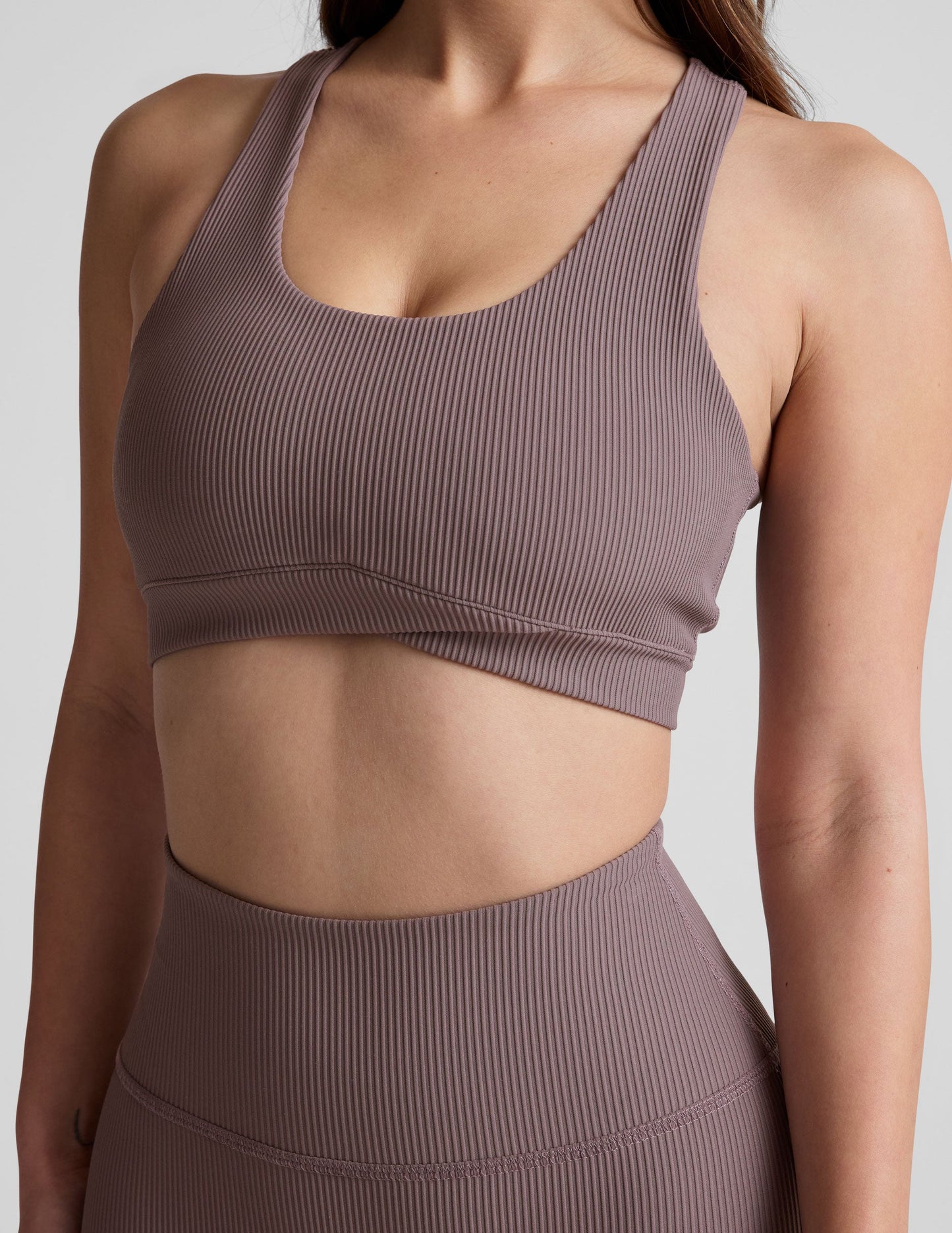 Comfortable Ribbed Racerback Bra with Removable Pads for Medium Support