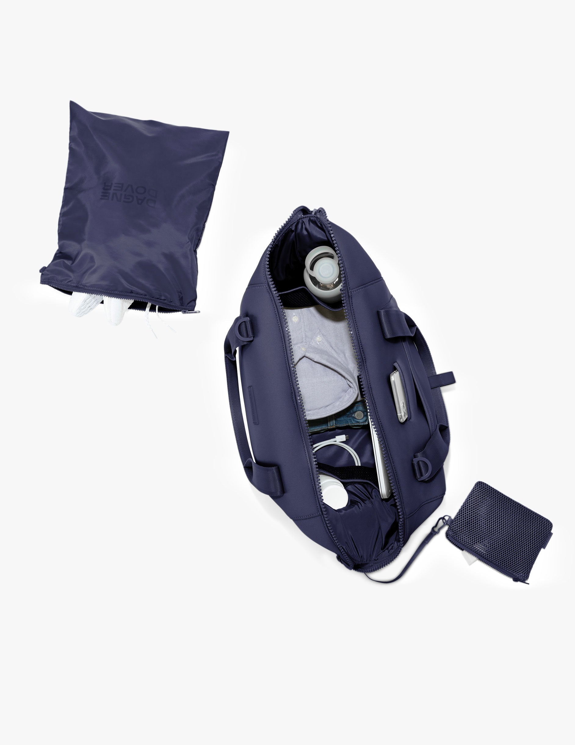 Dagne Dover Landon Large Carryall Bag: Lightweight Neoprene Travel Tote with Laptop Sleeve