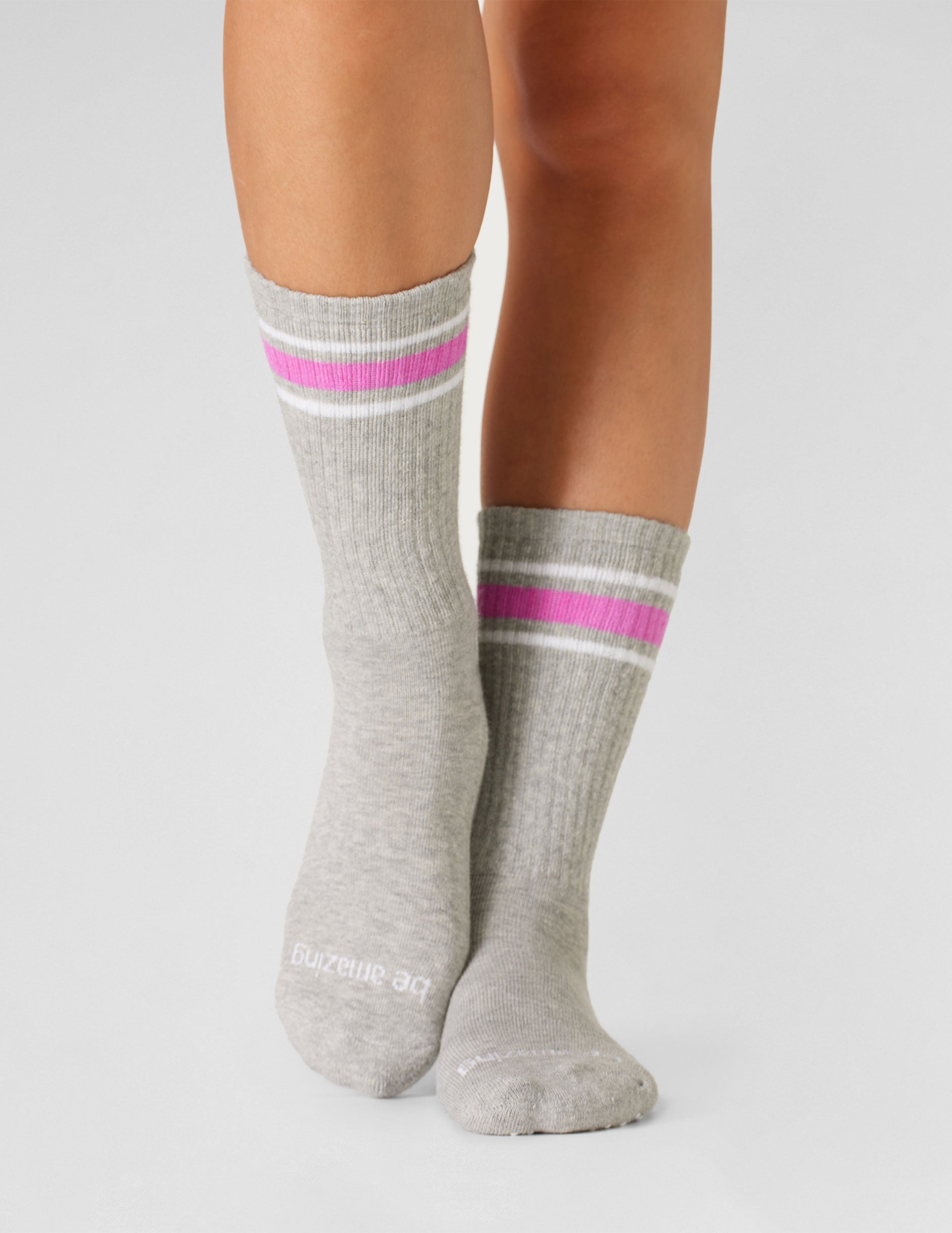 Sticky Be Amazing Crew Grip Socks for Yoga Pilates Home Workouts