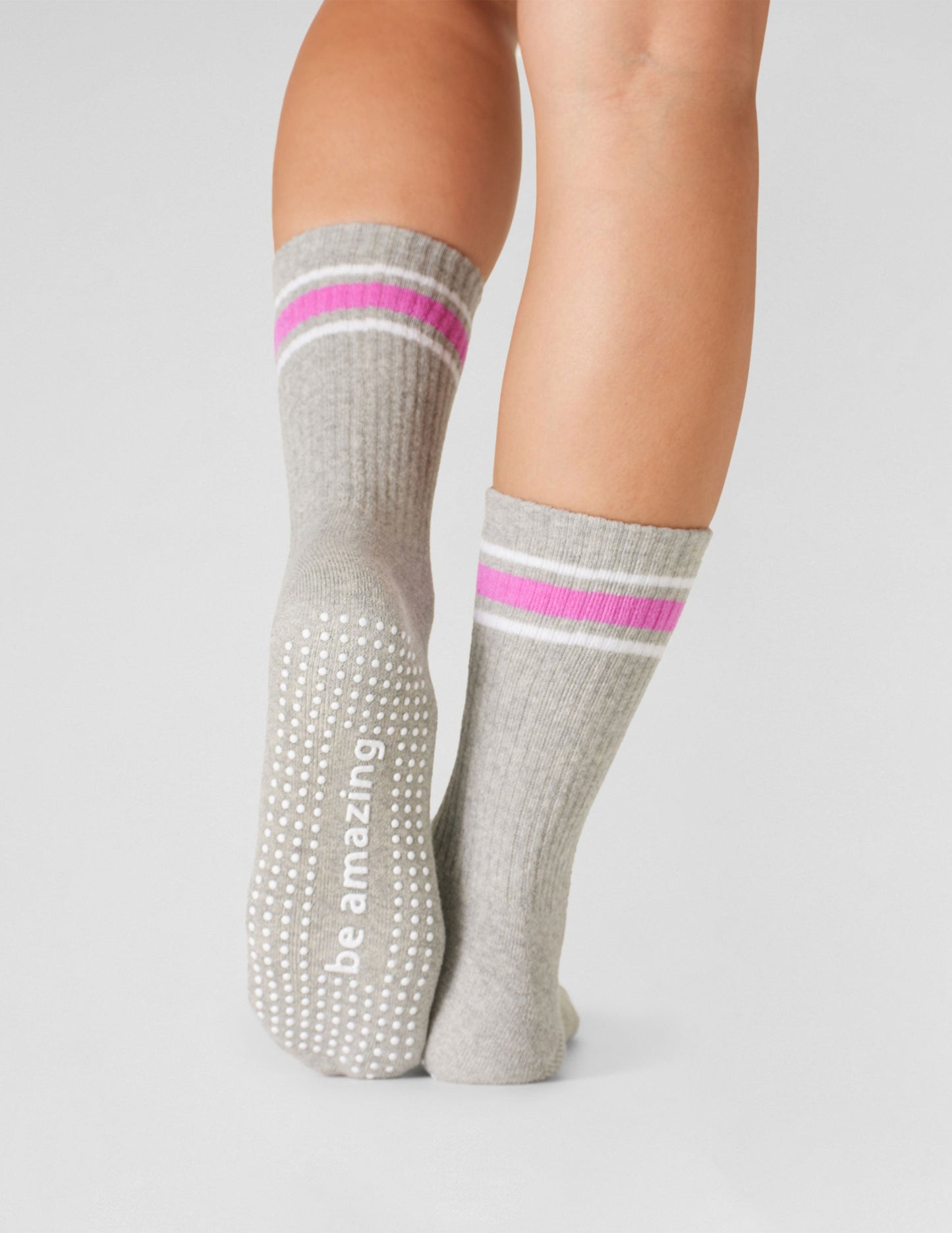Sticky Be Amazing Crew Grip Socks for Yoga Pilates Home Workouts