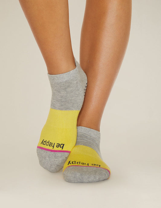 Sticky Be Happy Women's Non-Slip Ankle Grip Socks for Yoga Pilates Comfort
