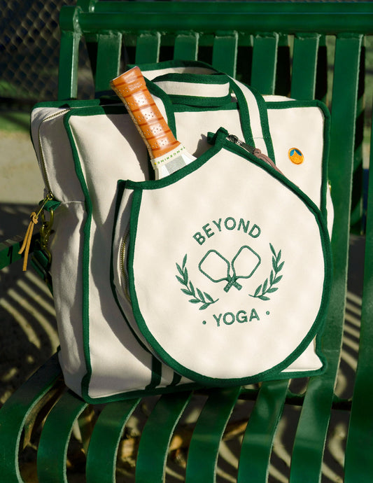 Retro Canvas Pickleball Tote Bag with Paddle Holder: Stylish Durable Court Carryall