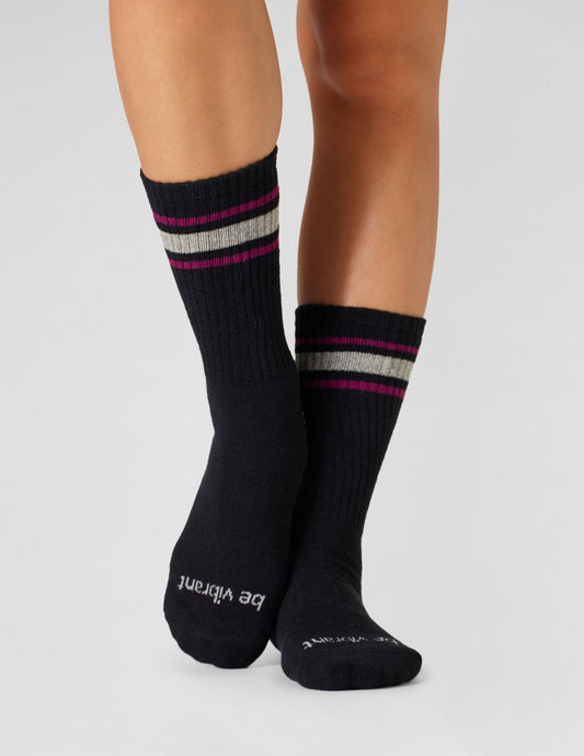 Vibrant Non-Slip Crew Grip Socks for Yoga Pilates Comfort