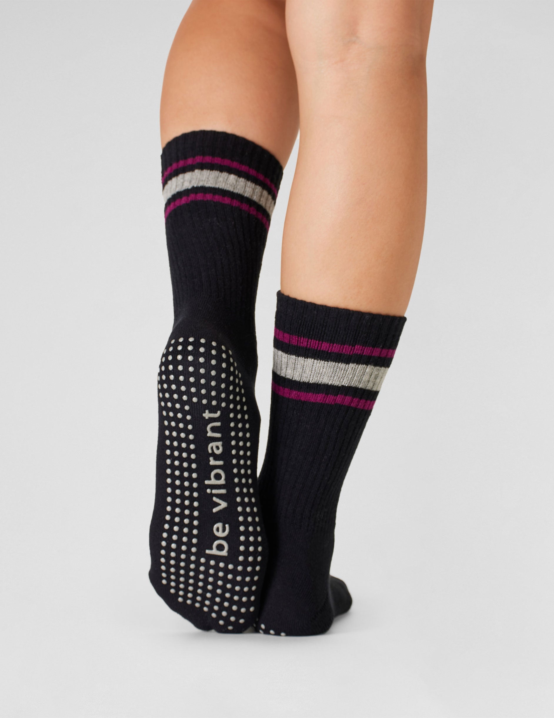 Vibrant Non-Slip Crew Grip Socks for Yoga Pilates Comfort
