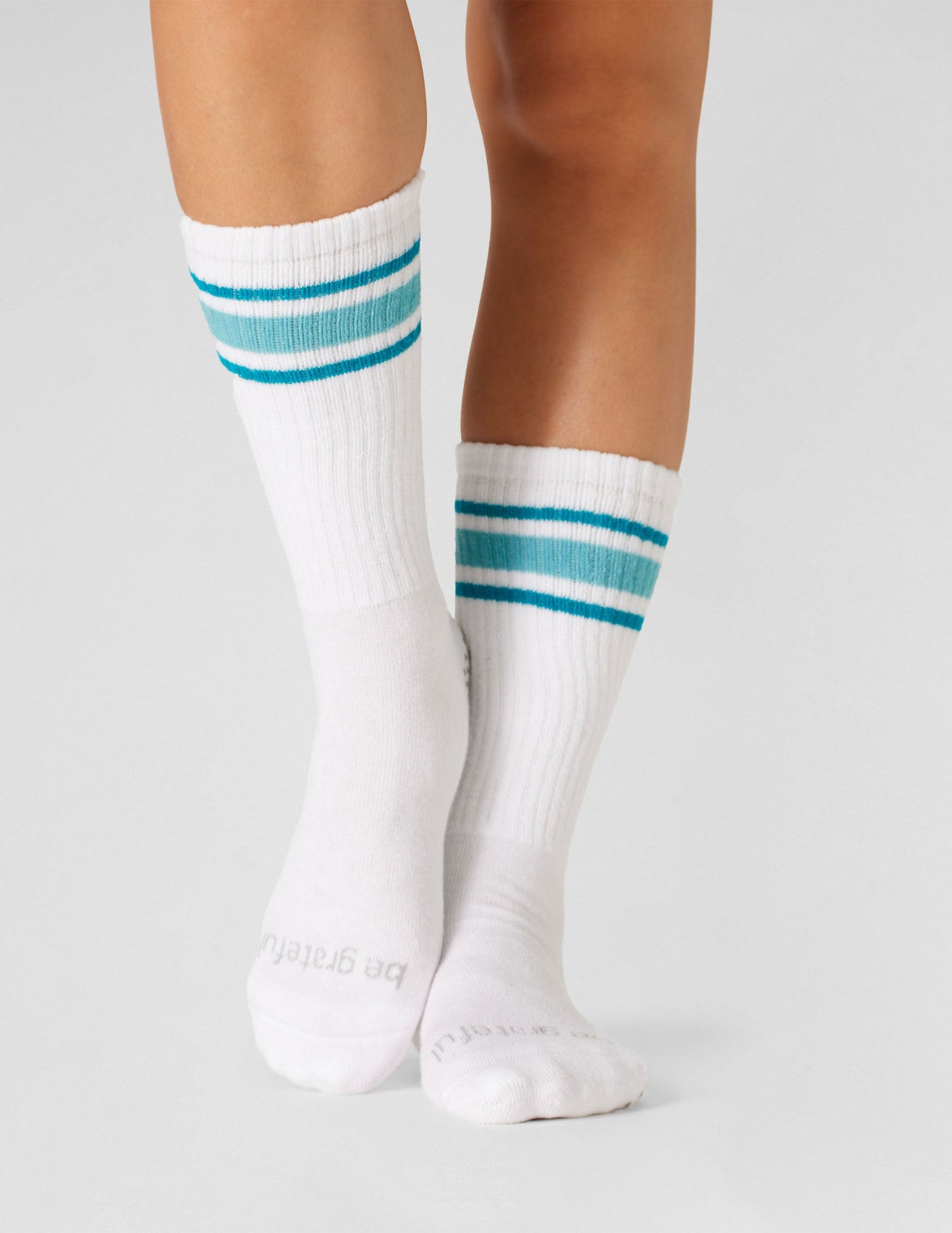 Sticky Be Grateful Crew Grip Socks: Non-Slip Yoga Pilates Athletic Comfort