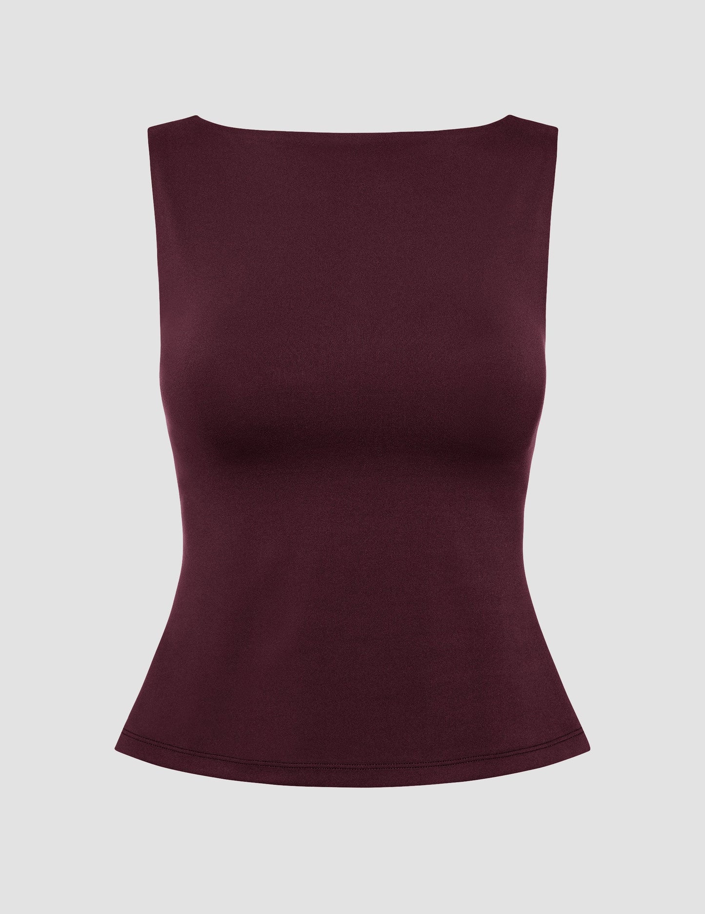 Stylish Eclipse Open Back Tank Top, Comfortable Built-in Shelf Bra, Fitted Design